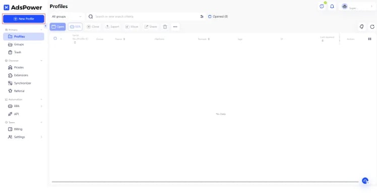 Adspower - Create profile
