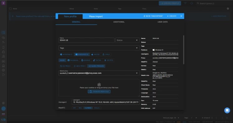 Dolphin Anty create browser