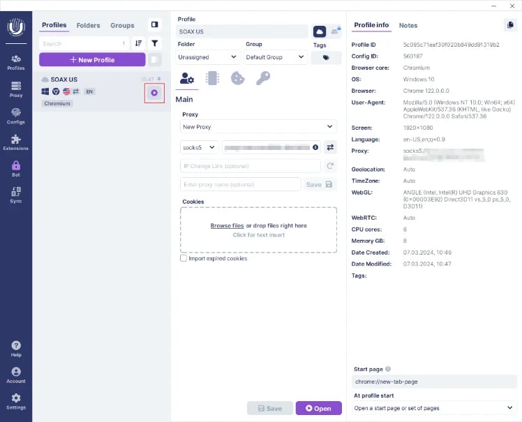 Undetectable - start profile