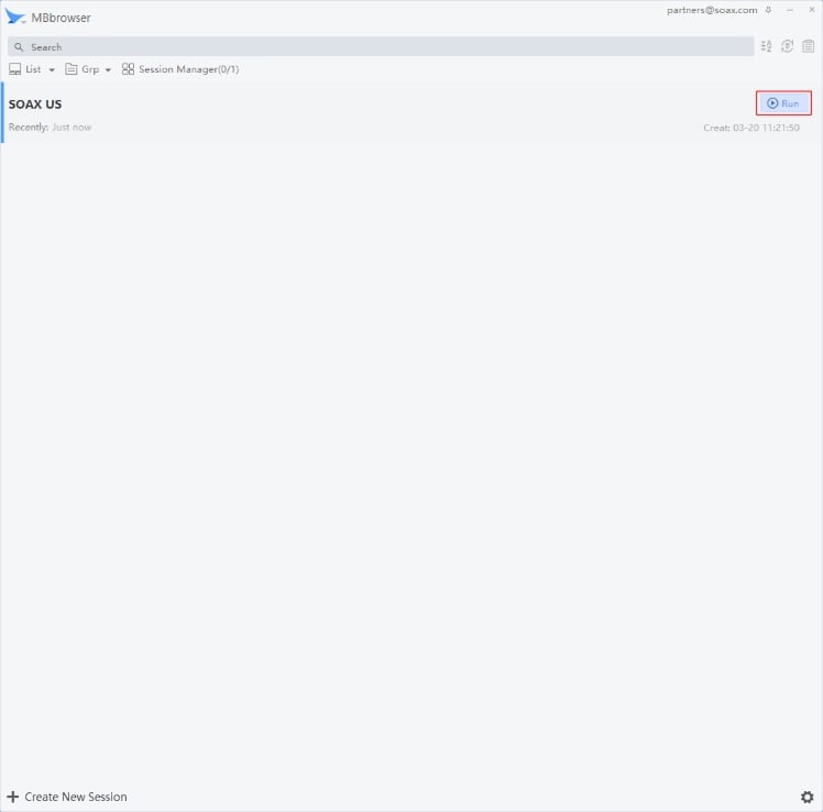 mbbrowser - run session