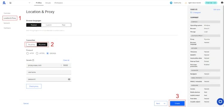 multilogin - add proxy details