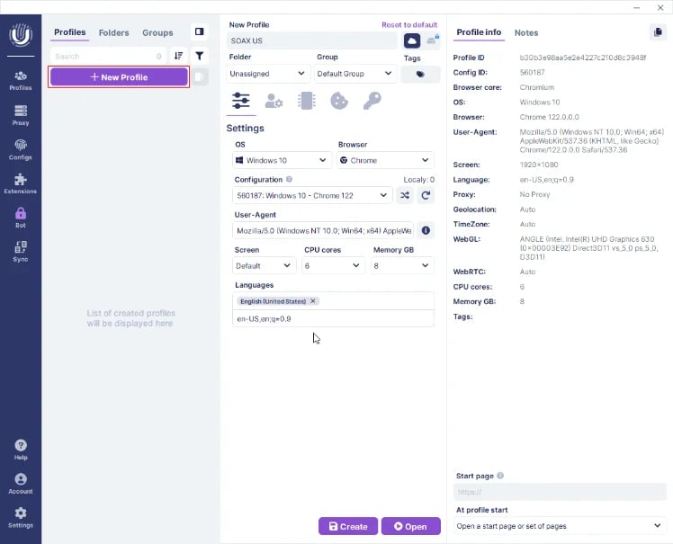 undetectable - Create profile